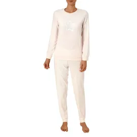 RELAX by Normann Damen Frottee Pyjama Langarm Schlafanzug mit Bündchen und Sterne Optik - 291 201 13 942, Farbe:Rose, Größe:36/38 - 36