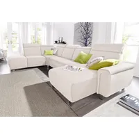 Wohnlandschaft SIT & MORE "Township U-Form" Sofas Gr. B/H/T: 345cm x 102cm x 247cm, Struktur fein, Ottomane links, ohne Funktion, beige (linen) wahlweise mit elektrischer Wallfree-Funktion