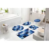GRUND Badematte »Mosaik«, Höhe 20 mm, rutschhemmend beschichtet, fußbodenheizungsgeeignet, angenehm weich, Badematten auch als 3 teiliges Set erhältlich, blau 3 St.