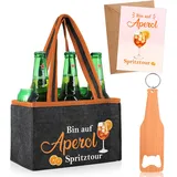 WenmthG Witziges Geschenke Männerhandtasche Frauenhandtasche Bier mit Flaschenöffner und Grußkarte für Männer Frauen, Flaschentasche Bierträger Flaschenträger für Bierliebhaber Aperol Geschenkset