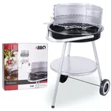 BBQ Rundgrill Holzkohlegrill mit Räder ∅47x75cm Grillwagen Grill Standgrill