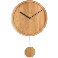 Natuhr Moderne Pendeluhr – Swing Modern – Holz Eiche geölt 24 cm Durchmesser – Funk-Uhrwerk