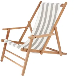 Jan Kurtz - Maxx Deckchair Teakholz, Bezug Designers Guild Streifen hellgrau