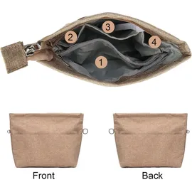WHC Innentaschen fš1r Handtaschen, Klein Taschenorganizer Bag in Bag Organizer Handtasche Extra Klein, Taschen Organizer fš1r Handta... - Beige