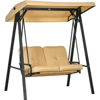 Outsunny Hollywoodschaukel 3-Sitzer Gartenschaukel mit verstellbarem Sonnendach, Schaukelbank belast