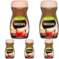 NESCAFE NESCAFÉ CLASSIC Crema, löslicher Bohnenkaffee aus mitteldunkel gerösteten Kaffeebohnen, kräftiger Instant-Kaffee mit samtiger Crema, koffeinhaltig, 5er Pack, 200g