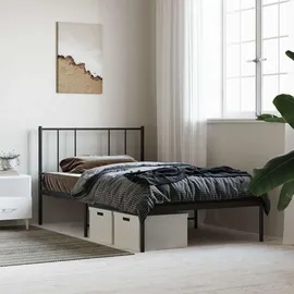 vidaXL Bettgestell mit Kopfteil Metall Schwarz 75x190 cm - Schwarz