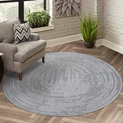 Teppich CARPET CITY "FLAIR171", grau, H:11mm Ø:200cm, Obermaterial: 50% Polyester, 50% Polypropylen, Teppiche, Kurzflor-Teppich, Skandi-Stil, Wohnzimmer