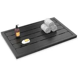 YRHome Bodenelement Kunststoff für Solardusche Gartendusche Poolleiter Leitern 100x65x4cm Bodenplatte für Outdoor Dusche Solarduschen Anti Rutsch UV-Beständig Holzoptik Anthrazit mit Montagematerial