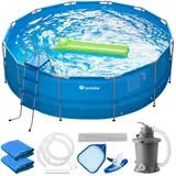 Tectake tectake® Swimming Pool rund, reißfestes PVC-Gewebe, 450 x 122 cm