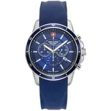 Swiss Alpine Military Herren Uhr Chronograph Analog Quarz 7089.9835SAM Silikon - Blau