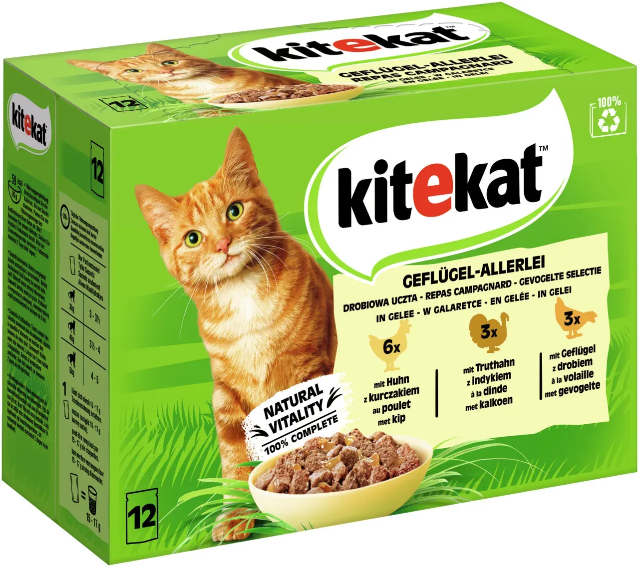 KITEKAT Geflügel allerlei Multipack 12 x 85 Gramm Katzennassfutter