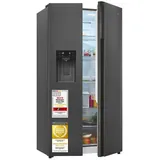 exquisit Side-by-Side SBS5530-CT-010C, 178,8 cm hoch, 91,1 cm breit, 528 l Nutzinhalt gesamt, 4 Sternefach, Energieklasse C, 37 dB schwarz