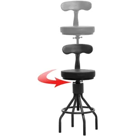 Mendler 2er-Set Barhocker höhenverstellbar drehbar Fußablage Stahl Kunstleder Braun