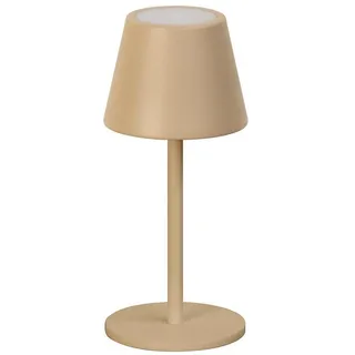 FH Lighting Akku LED-Tischlampe SALERNO, outdoorgeeignet, H 20 cm - Sandbraun Metall - dimmbar