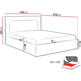 Mirjan24 Polsterbett Natur, Textil, Rechteckig, 180x200 cm, Schlafzimmer, Betten, Polsterbetten
