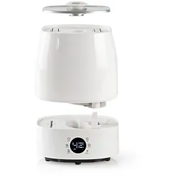 Nedis Luftbefeuchter - 110 W - Mit kühlem und warmem Nebel - 5.5 l - Hygrometer - Timer - geeignet für Platz bis zu: 50 m2 - Grau / Weiss