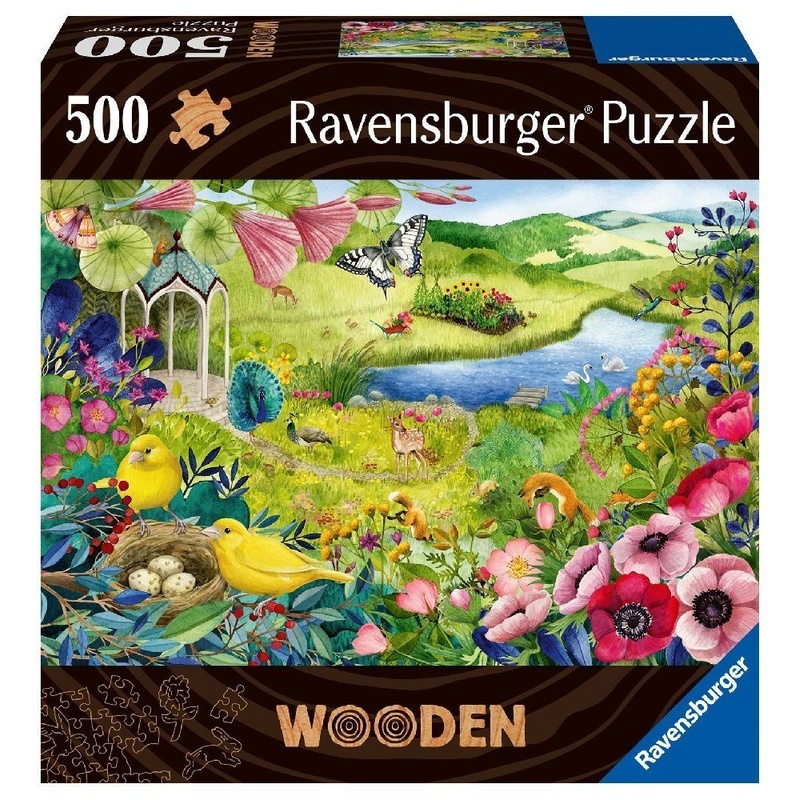 Ravensburger Puzzle 17513 - Wilder Garten - 500 Teile Holzpuzzle mit stabilen, individuellen Puzzleteilen und 40 kleinen Holzfiguren (Whimsies), für K