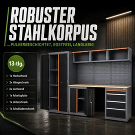 Trutzholm Hochschrank Stahl Holz 260 x 183 cm orange abschließbar
