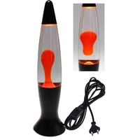 ChiliTec Lavalampe 40cm Orange 150cm Kabel Schnur Schalter 40cm 230V inkl. E14 Leuchtmittel Magmaleuchte Schwarz