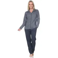 Normann Relaxanzug Normann Damen Hausanzug / Freizeitanzug in Kuschel Interlock Qualität blau 60-62