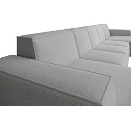 beautysofa Ecksofa PEDRO U XL, breite Ottomane, Farbe: Hellgrau (Raven06) - Hellgrau