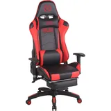 TPFLiving Racing Bürostuhl Turbine mit Fußablage Schwarz/Rot