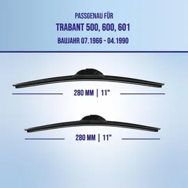 Alca SUPER FLAT Flachbalkenwischer 280 mm für TRABANT 500, 600, 601