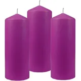 HS Candle Stumpenkerzen Ø8cm 3er Pack Lila