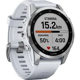 Garmin Fenix 7S Standard silber mit steinweissem Armband