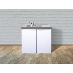 Stengel Küchen Kitchenline MK 100 weiß - ohne Kochfeld links, Becken rechts