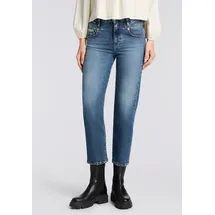 Herrlicher 5-Pocket-Jeans "Breezy Cropped Denim", Damen, Gr. 29, N-Gr, happy blau, Denim/Jeans, Obermaterial: 99% Baumwolle, 1% Elasthan, straight fit 7/8-Länge, Jeans 5-Pocket-Jeans, Straight Fit