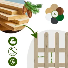 Floranica Zierzaun aus Holz 100 x 40 cm nicht imprägniert Steckzaun als Beeteinfassung Rasenkante Tierzaun Bauernzaun - Braun/Grau/Weiß/Grün