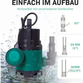 VONROC Tauchpumpe Schmutzwasserpumpe 400W - 8000l/h - Wasserpumpe Keller