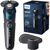 Philips Shaver Series 5000 Elektrischer Nass- und Trockenrasierer mit SkinIQ Technologie inkl. Reinigungsstation & Reiseetui (Modell S5579/50)