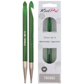 KnitPro Trendz: Häkelnadel: Afghanisch/Tunesisch: einendig: 9,00 mm, Kunststoff, Grün, 9 mm