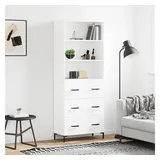 furnicato Sideboard Weißes Highboard aus Holzwerkstoff und Metall 69,5 x 34 x 180 cm (1 St), Stabiler Schrank mit viel Stauraum und feuchtbeständiger Oberfläche weiß 69.5 cm x 180 cm x 34 cm