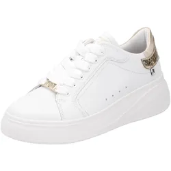RIEKER Sport Plateausneaker, Schnürschuh, Halbschuh, Freizeitschuh, Metallic-Akzent an der Ferse RIEKER Sport weiß-goldfarben 38