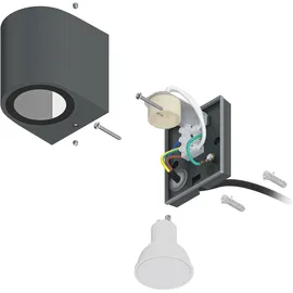 ledscom.de Wandleuchte ALSE Downlight Aluminium 8,0 cm inkl. GU10 LED 450lm anthrazit