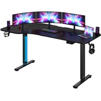 CASARIA® Höhenverstellbarer Schreibtisch mit Tischplatte Elektrisch LCD- Display 73-118cm Stahlgestell Büro Gaming Computertisch, Model:160cm Sc...