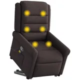 vidaXL Sessel Massagesessel mit Aufstehhilfe Dunkelbraun Stoff (1-St) braun