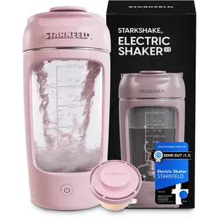 STARKSHAKE® V3 – Dein letzter Shaker! | Klumpenfreie Eiweiß Shakes dank 7000 UPM | USB-C Schnellladen | 60+ Shakes pro Ladung mit STARKPOD 60 G Protein immer dabei |Elektrischer Protein Mixer (Pink)