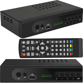 Retoo DVB-T2 Receiver mit HDMI Full HD 1080p, Digital Empfänger mit H.265 HEVC, Kabel-Receiver mit USB, Mediaplayer mit PVR, SCART, Terrestrischer Decoder, Fernbedienung, Schwarz