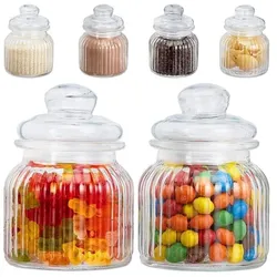 relaxdays 6er-Set Vorratsgläser im Vintagedesign rund 700 ml weiß, 11 cm