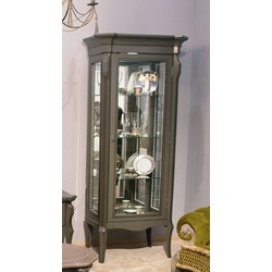 Casa Padrino Luxus Barock Vitrine Grau - Prunkvoller Massivholz Vitrinenschrank mit Glastür und Glasregalen - Handgefertigte Barock Möbel - Edel & Prunkvoll