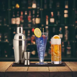 Relaxdays Barmatte 2er Set, mit Noppen, 30 x 15 cm, schwarz