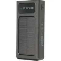 Extralink EPB-092 20000mAh Czarny Powerbank Solar Power bank, USB-C (20000 mAh, 10 W, 74 Wh), Powerbank, Schwarz