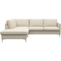 FLEXLUX Ecksofa »Fiore, L-Form«, schmale Armlehnen, Füße alufarben, B/T 234/225 cm, Kaltschaum im Sitz weiß