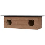 QLS Katzenhaus 110x40 cm Katzenhütte Doppelt draußen Outdoor Winterfest isoliert Holz 8581