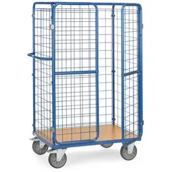 Paketwagen 8582-3D, Drahtgitterwände, Doppelflügeltüren, Dach, Tragkraft 600kg - blau